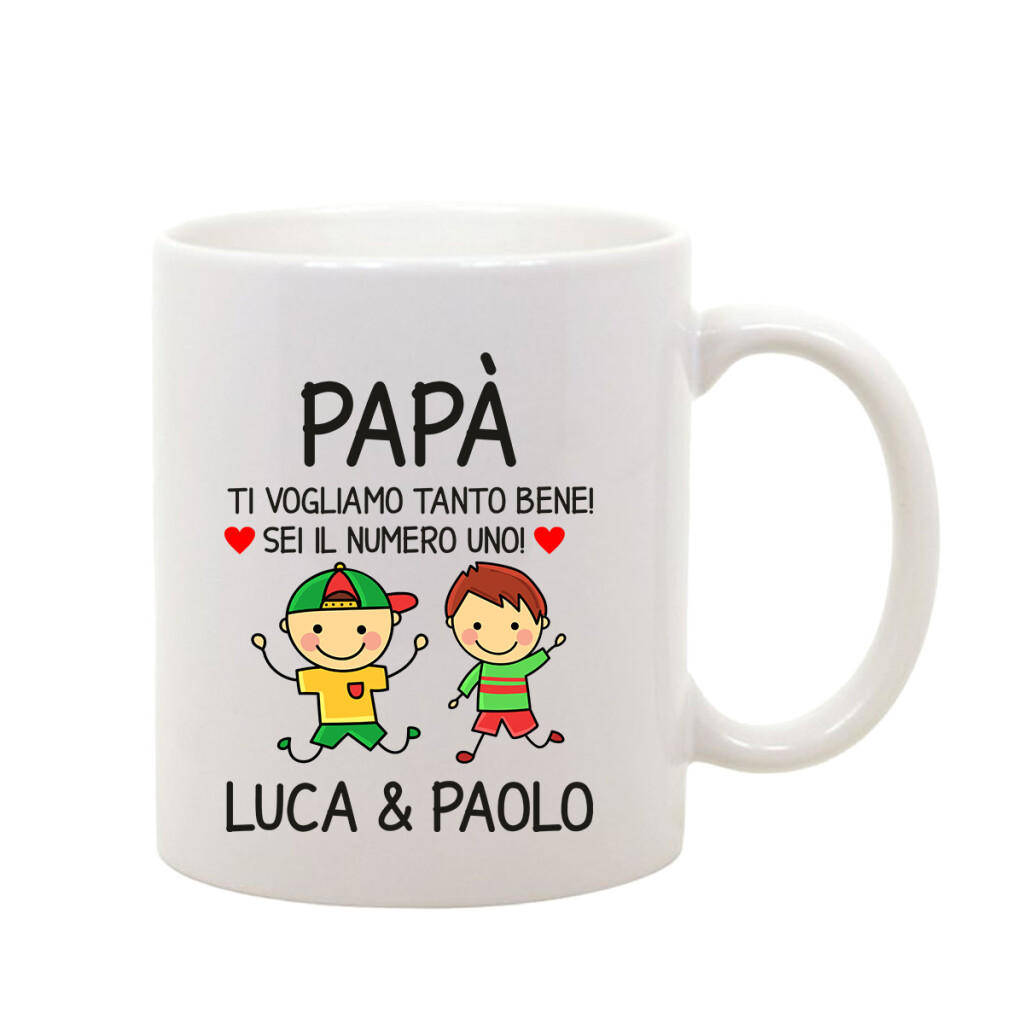 Tazza Festa del Papà [PERSONALIZZABILE] - Maschietto e Femminuccia Papà Ti  Vogliamo Bene Tanto Così - [PERSONALIZZA NOMI] - Idee Regalo Festa del Papà  - Tazza Festa Papà - Idea Regalo Papà - T-shirteria