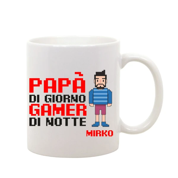 Tazza mug regalo papà PERSONALIZZABILE Festa del Papà Gamer Regalo Papà di giorno gamer di notte