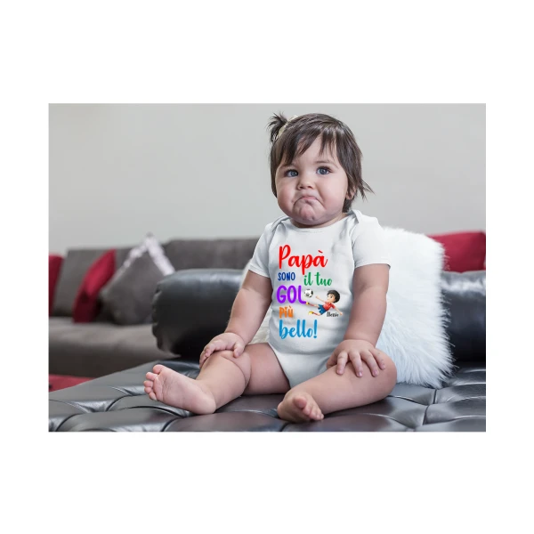 Body Papà PERSONALIZZABILE Neonato Papà Sono il tuo gol più bello Regalo Papà Festa del papà - immagine 4