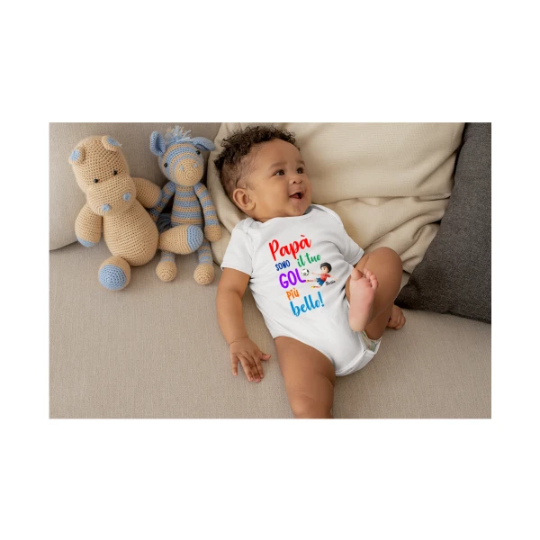 Body Papà PERSONALIZZABILE Neonato Papà Sono il tuo gol più bello Regalo Papà Festa del papà - immagine 3