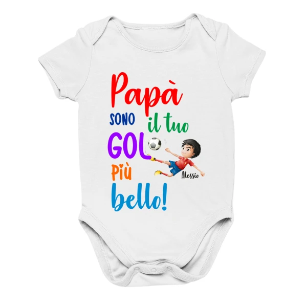 Body Papà PERSONALIZZABILE Neonato Papà Sono il tuo gol più bello Regalo Papà Festa del papà