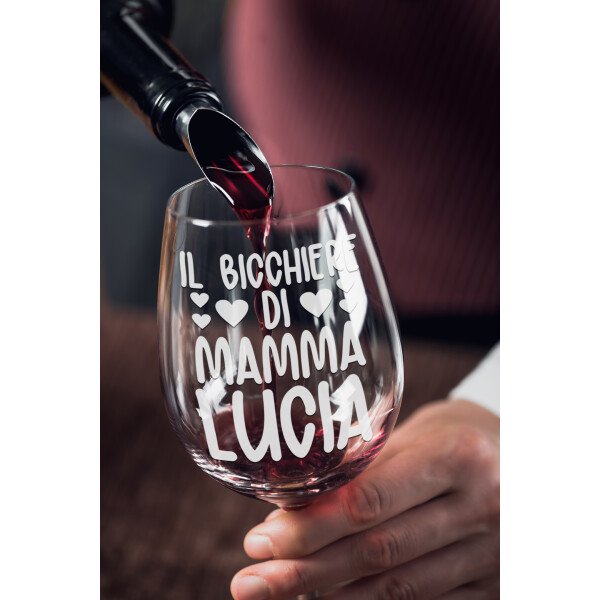 Calice Vino Mamma 50 cl Personalizzabile con nome con Incisione Il bicchiere di Mamma Idea Regalo Festa della Mamma Natale Compleanno - immagine 3