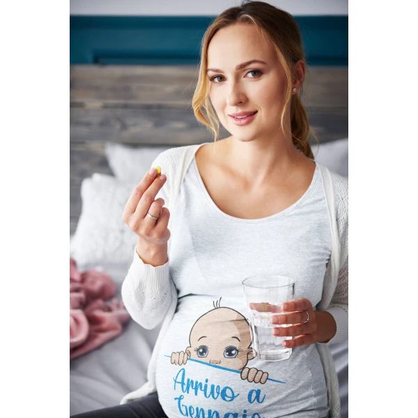 Maglietta Ideale per Il Premaman PERSONALIZZABILE Arrivo a (seleziona mese di nascita) Idea regalo nascita - immagine 3