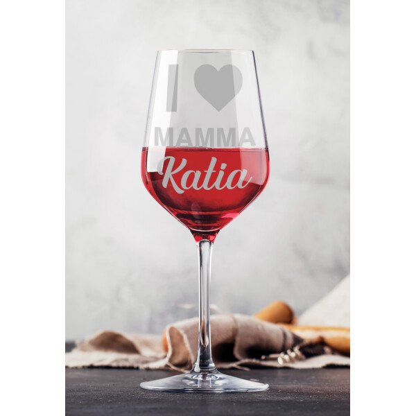 Calice Vino Mamma 50 cl Personalizzabile con nome con Incisione I love Mamma Idea Regalo Festa della Mamma Natale Compleanno - immagine 4