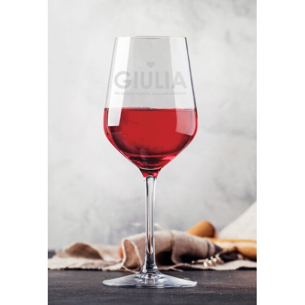 Calice Vino Mamma 50 cl Personalizzabile con Nome con Incisione Ho sempre ragione, sono una mamma! Idea Regalo Festa della Mamma Natale Compleanno - immagine 4