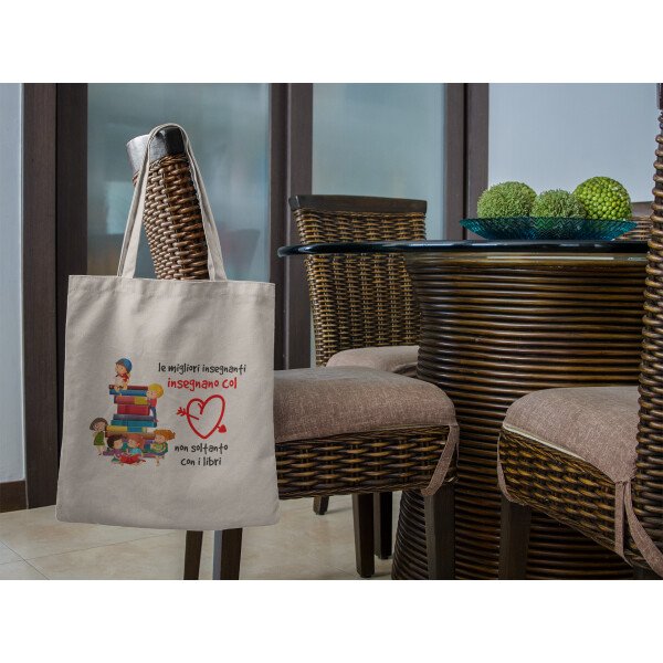Shopping Bag Maestra Regalo Maestra Le migliori insegnanti insegnano col cuore non con i libri Regalo Maestra fine Anno Scolastico - immagine 6