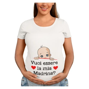 Maglietta Ideale per Il Premaman Maschietto Vuoi essere la mia madrina? Idea regalo nascita