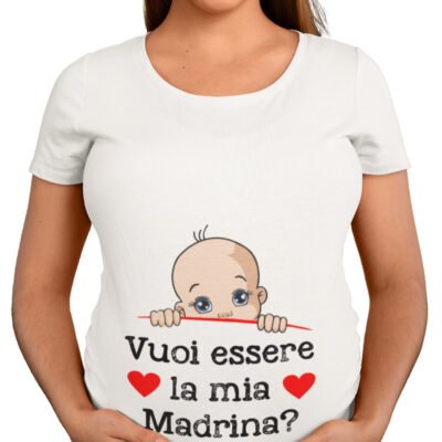 Maglietta Ideale per Il Premaman Maschietto Vuoi essere la mia madrina? Idea regalo nascita