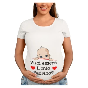Maglietta Ideale per Il Premaman Maschietto Vuoi essere il mio padrino? Idea regalo nascita