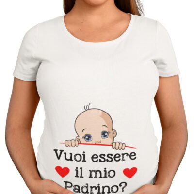 Maglietta Ideale per Il Premaman Maschietto Vuoi essere il mio padrino? Idea regalo nascita