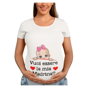 Maglietta Ideale per Il Premaman Femminuccia Vuoi essere la mia madrina? Idea regalo nascita