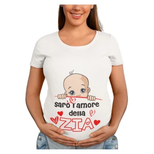 Maglietta Ideale per Il Premaman Maschietto Sarò l'amore della Zia Idea regalo nascita