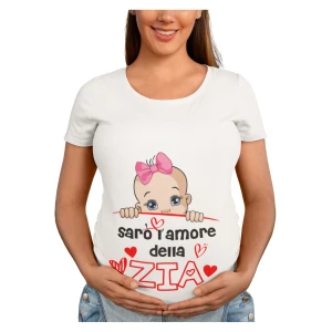 Maglietta Ideale per Il Premaman Femminuccia Sarò l'amore della Zia Idea regalo nascita