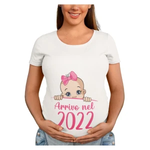 Maglietta Ideale per Il Premaman Femminuccia Arrivo nel 2022 Idea regalo nascita