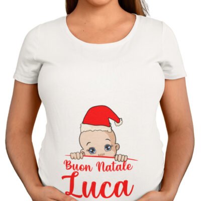 Maglietta Ideale per Il Premaman PERSONALIZZABILE Natalizia Buon Natale Idea regalo nascita