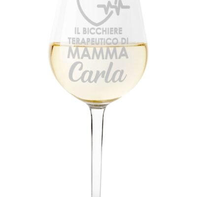 Calice Vino Mamma 50 cl Personalizzabile con Nome con Incisione il bicchiere terapeutico di mamma Idea Regalo Festa della Mamma Natale Compleanno