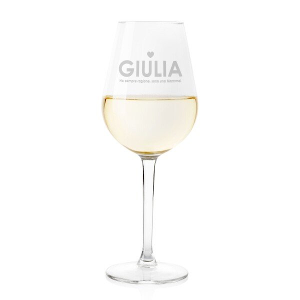 Calice Vino Mamma 50 cl Personalizzabile con Nome con Incisione Ho sempre ragione, sono una mamma! Idea Regalo Festa della Mamma Natale Compleanno