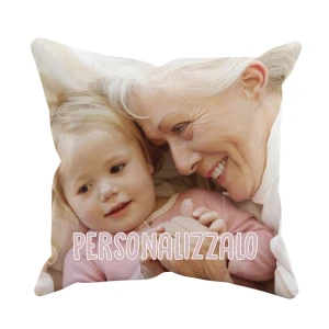 Cuscino Personalizzato con Foto Idea Regalo Nonna Zia Bisnonna Festa dei Nonni Compleanno Natale 40x40 cm con imbottitura Retro Bianco