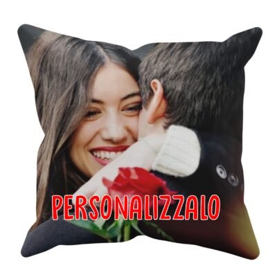 Cuscino Personalizzato con Foto Idea Regalo Amore SanValentino Innamorati Compleanno Natale 40x40 cm con imbottitura Retro Bianco