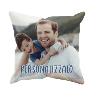 Cuscino Personalizzato con Foto Idea Regalo Papà Zio Padrino Fratello Cugino Festa del Papà Compleanno Natale 40x40 cm con imbottitura Retro Bianco