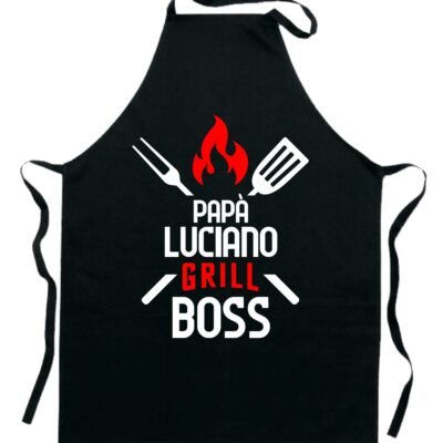 Grembiule da Cucina Papà Personalizzabile con Nome Divertenti Grill Boss Idea Regalo Papà