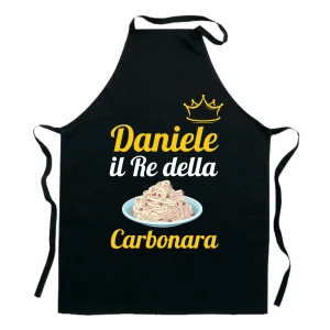Grembiule da Cucina Personalizzabile con Nome DGR Divertenti Il re della carbonara Idea Regalo