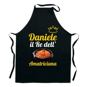 Grembiule da Cucina Personalizzabile con Nome DGR Divertenti Il re dell'amatriciana Idea Regalo