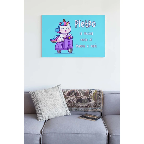 Quadro Tela Pittorica Canvas PERSONALIZZABILE col nome del tuo bimbo o della tua bimba - la piccola peste di mamma e papà - Disponibile nei formati 50x70 cm e 35x50 cm - immagine 3
