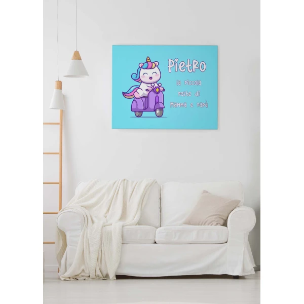 Quadro Tela Pittorica Canvas PERSONALIZZABILE col nome del tuo bimbo o della tua bimba - la piccola peste di mamma e papà - Disponibile nei formati 50x70 cm e 35x50 cm - immagine 4
