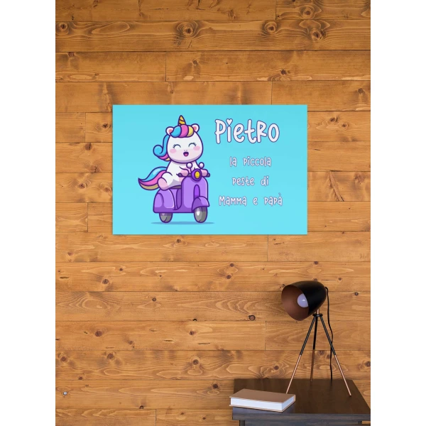 Quadro Tela Pittorica Canvas PERSONALIZZABILE col nome del tuo bimbo o della tua bimba - la piccola peste di mamma e papà - Disponibile nei formati 50x70 cm e 35x50 cm - immagine 5