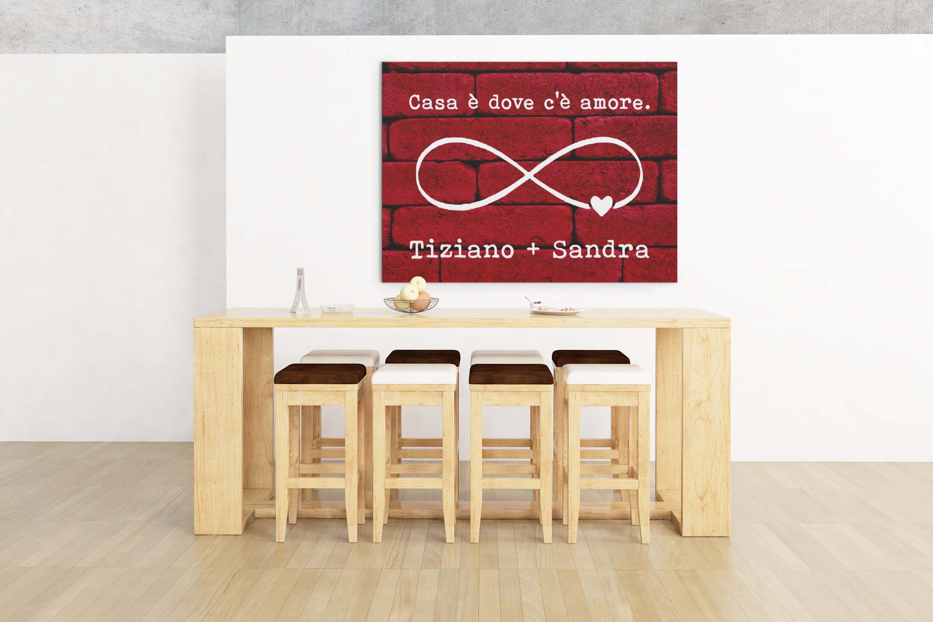 Quadro Tela Pittorica Canvas PERSONALIZZABILE Regalo Coppia SanValentino  Innamorati Casa è dove c'è amore - Disponibile nei formati 50x70 cm e 35x50  cm - ColorFamily