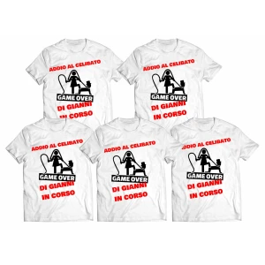 Pacchetto T-Shirt Magliette PERSONALIZZABILI Addio al Celibato in corso Game Over