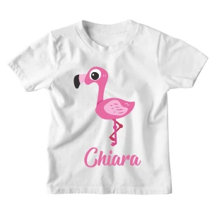 Maglietta Bambino Personalizzabile Fenicottero Animali Divertenti - personalizza con Il Nome del Tuo Bimbo o della Tua Bimba - Idea Regalo