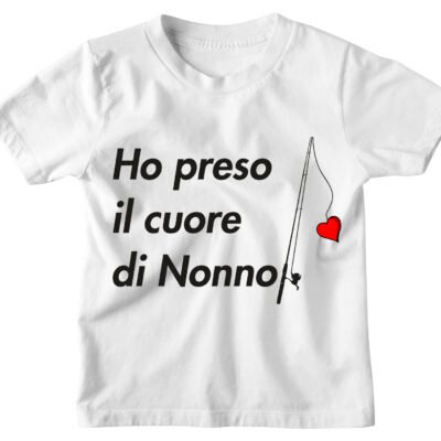 Tshirt Maglietta Bambino Bambina Divertente Nonno Ho preso il cuore di Nonno - Idea Regalo