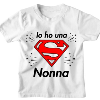 Tshirt Maglietta Bambino Bambina Divertente Supereroe Nonna Io ho una Super Nonna - Idea Regalo