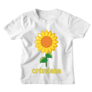 Maglietta Bambino Personalizzabile Girasole Fiori Divertenti - personalizza con Il Nome del Tuo Bimbo o della Tua Bimba - Idea Regalo
