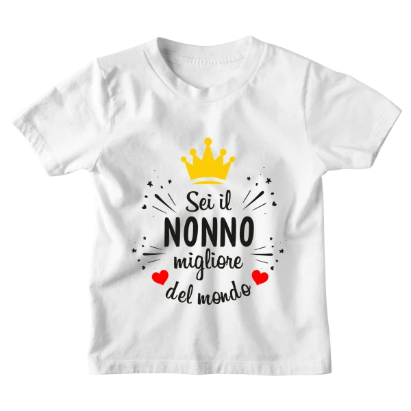 Tshirt Maglietta Bambino Bambina Divertente Nonno Sei il Migliore Nonno del Mondo - Idea Regalo