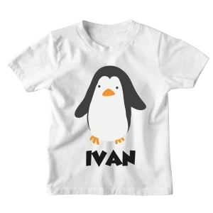 Maglietta Bambino Personalizzabile Pinguino Animali Divertenti - personalizza con Il Nome del Tuo Bimbo o della Tua Bimba - Idea Regalo