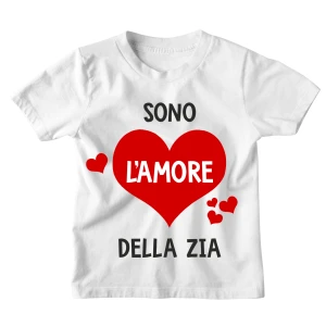Tshirt Maglietta Bambino Bambina Divertente Zia Cuore Gigante Sono l'Amore della Zia - Idea Regalo