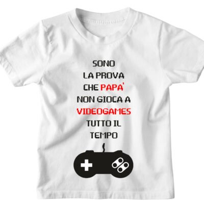 Tshirt Maglietta Bambino Bambina Divertente Papà Gamer Sono la prova che Papà non gioca a videogames tutto il tempo - Idea Regalo