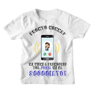 Tshirt Maglietta Bambino Bambina Divertente Blu Nonna Figlia Mamma Pronto Nonna? Mi vieni a prendere? Tua Figlia mi ha scocciata! - Idea Regalo