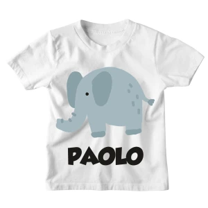 Maglietta Bambino Personalizzabile Elefantino Animali Divertenti - personalizza con Il Nome del Tuo Bimbo o della Tua Bimba - Idea Regalo