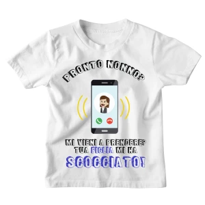 Tshirt Maglietta Bambino Bambina Divertente Blu Nonno Figlia Mamma Pronto Nonno? Mi vieni a prendere? Tua Figlia mi ha scocciata! - Idea Regalo