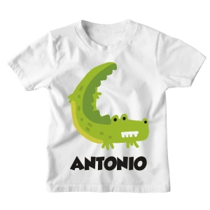 Maglietta Bambino Personalizzabile Coccodrillo Animali Divertenti - personalizza con Il Nome del Tuo Bimbo o della Tua Bimba - Idea Regalo