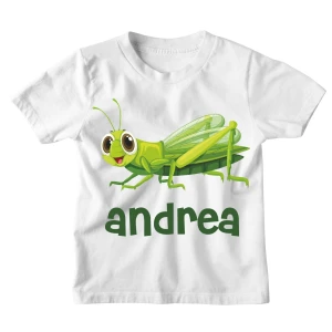 Maglietta Bambino Personalizzabile Cavalletta Grillo Animali Divertenti - personalizza con Il Nome del Tuo Bimbo o della Tua Bimba - Idea Regalo
