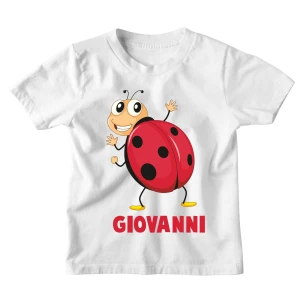 Maglietta Bambino Personalizzabile Coccinella Animali Divertenti - personalizza con Il Nome del Tuo Bimbo o della Tua Bimba - Idea Regalo
