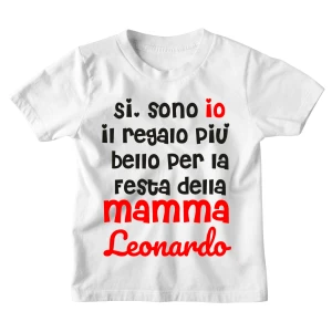 Maglietta Mamma Tshirt Bimbo Bimba Divertente Personalizzabile Rossa Festa della Mamma Sono IO il regalo più bello per la Festa della Mamma - personalizza con il Nome del Tuo Bimbo o della Tua Bimba - Idea Regalo