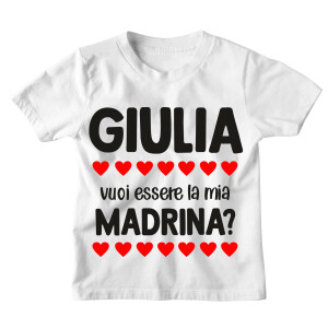 Maglietta Bambino Personalizzabile Leoncino Zia vuoi essere la mia madrina?  - personalizza con il Nome del Tuo Bimbo o della Tua Bimba - Idea Regalo -  ColorFamily
