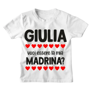 Maglietta Bambino Personalizzabile Vuoi essere la mia Madrina? - personalizza con il Nome della Madrina - Idea Regalo