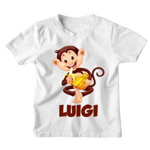 Maglietta Bambino Personalizzabile Scimmia Animali Divertenti - personalizza con Il Nome del Tuo Bimbo o della Tua Bimba - Idea Regalo